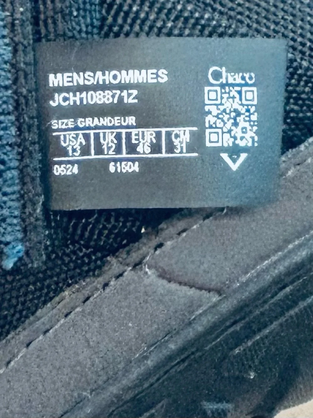 Chaco Men's Black Graphite Ramble Rugged Canvas Clog Slippers size 13 EU 46